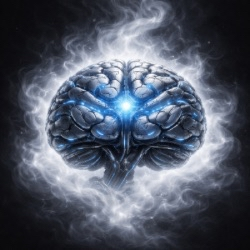 Menu icon showing a glowing brain