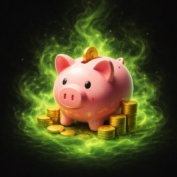 Menu icon showing a piggy bank with coins next to it